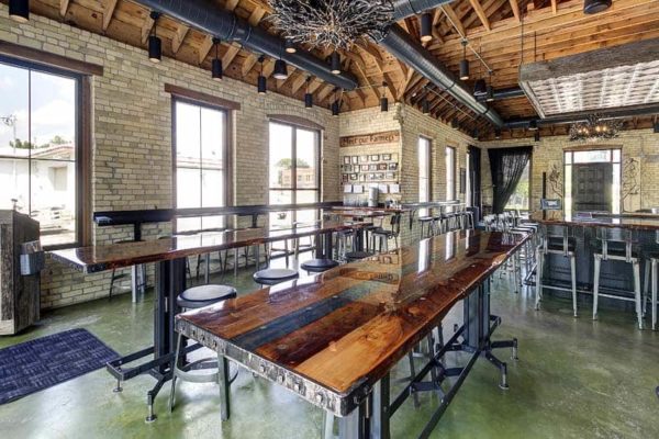 Reclaimed Lumber Table Brewery