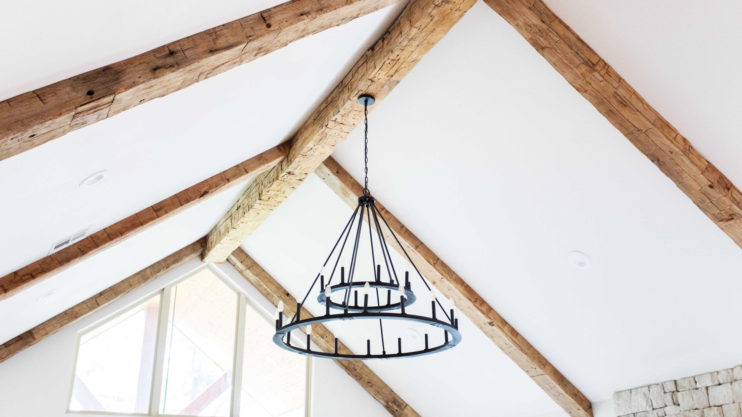 Reclaimed rustic ceiling beams